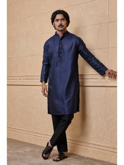 TASVA - Navy Jacquard Kurta Pant
