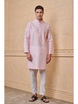 TASVA - Pink Floral Self Jacquard Kurta Pant