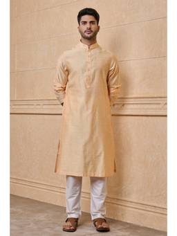 TASVA - Peach Floral Jacquard Kurta Pant