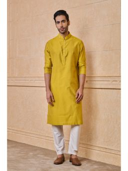 TASVA - Yellow Floral Jacquard Kurta Pant