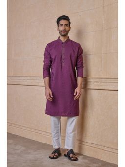 TASVA - Purple Jacquard Kurta Pant