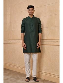 TASVA - Dark Green Jacquard Kurta Pant