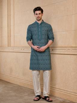 TASVA - Celestial Teal Kurta Pant