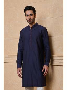TASVA - Navy Kurta With Top Stitch Detailing