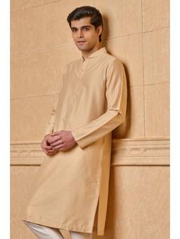 TASVA - Beige Zero Point Collar Single Kurta