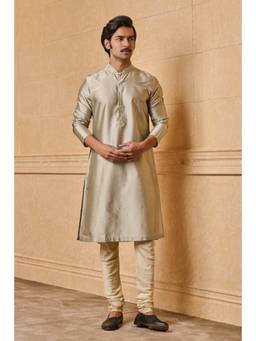 TASVA - Light Grey Zero Point Collar Single Kurta