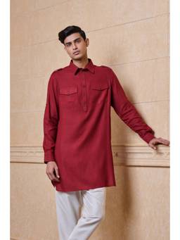 TASVA - Maroon Cotton Single Kurta