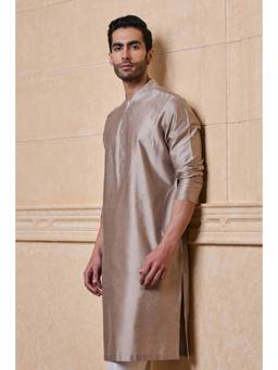TASVA - Beige Classic Single Kurta With Zero Point Collar