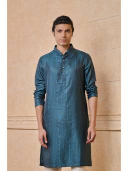TASVA - Teal Jacquard Embroidered Kurta