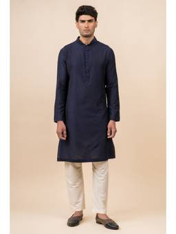 TASVA - Navy Zero Point Collar Single Kurta