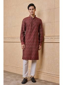 TASVA - Maroon All Over Printed Single Kurta