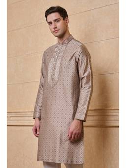 TASVA - Beige All Over Geometrical Print Single Kurta