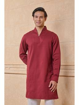 TASVA - Maroon Single Kurta With Fagotting Detailing