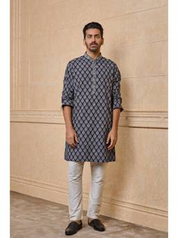 TASVA - Navy Screen Printed Kurta