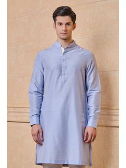 TASVA - Light Blue Kurta With Contrast Edge Detailing