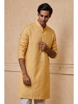 TASVA - Yellow Textured Jacquard Single Kurta