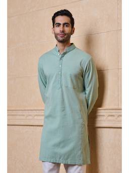 TASVA - Light Green Single Kurta With Textured Collar