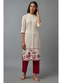 W - Floral Kurta White