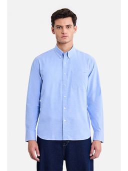 Snitch - Blue Solid/Plain Collar Neck Shirt