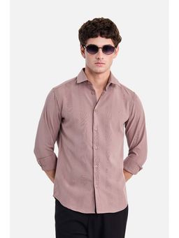 Snitch - Peach Self Design Collar Neck Shirt