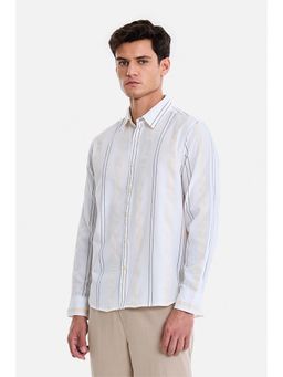 Snitch - White Stripes Collar Neck Shirt