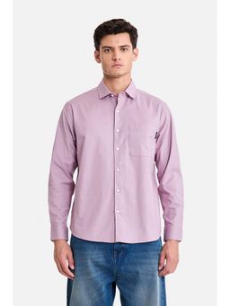 Snitch - Mauve Solid/Plain Collar Neck Shirt