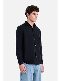 Snitch - Black Solid/Plain Collar Neck Shirt