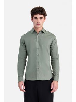 Snitch - Olive Textured Collar Neck Shirt