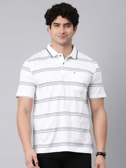 Classic Polo - White Stripes Collar Neck Polo T-Shirt