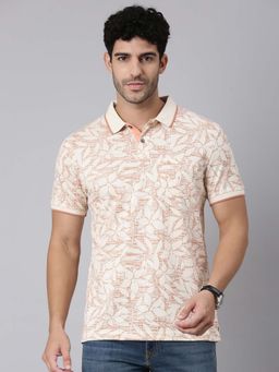 Classic Polo - White Floral Collar Neck Polo T-Shirt