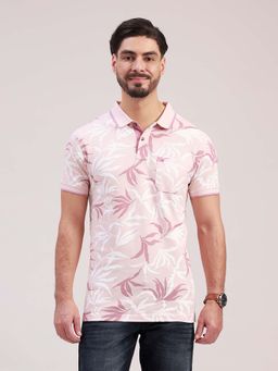 Classic Polo - Mauve Printed Collar Neck Polo T-Shirt