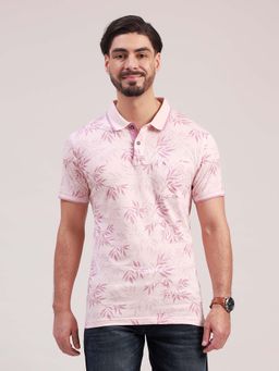 Classic Polo - Pink Printed Collar Neck Polo T-Shirt