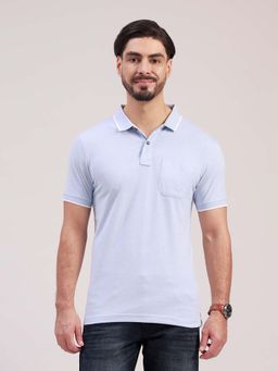 Classic Polo - Blue Solid/Plain Collar Neck Polo T-Shirt