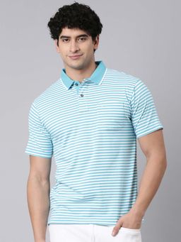 Classic Polo - Blue Stripes Collar Neck Polo T-Shirt