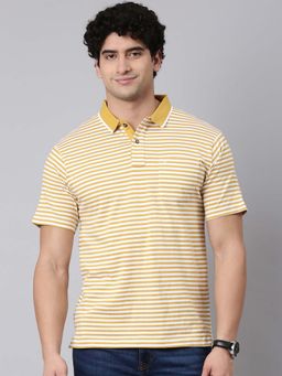 Classic Polo - Yellow Stripes Collar Neck Polo T-Shirt