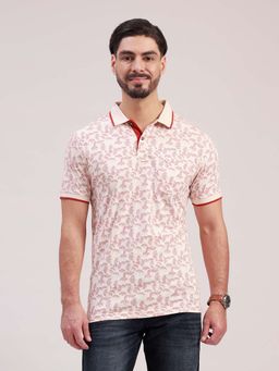 Classic Polo - White Self Design Collar Neck Polo T-Shirt