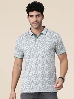 Classic Polo - Grey Self Design Collar Neck Polo T-Shirt