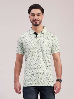Classic Polo - Green Self Design Collar Neck Polo T-Shirt