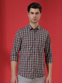 CRIMSOUNE CLUB - Wine Checks Collar Neck Shirt