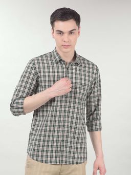 CRIMSOUNE CLUB - Green Checks Collar Neck Shirt