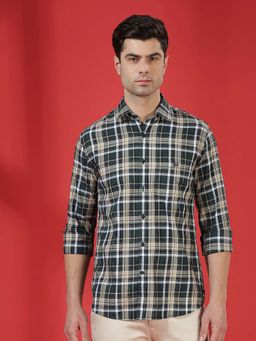 CRIMSOUNE CLUB - Green Checks Collar Neck Shirt