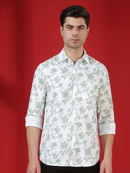 CRIMSOUNE CLUB - White Floral Collar Neck Shirt