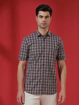 CRIMSOUNE CLUB - Wine Checks Collar Neck Shirt