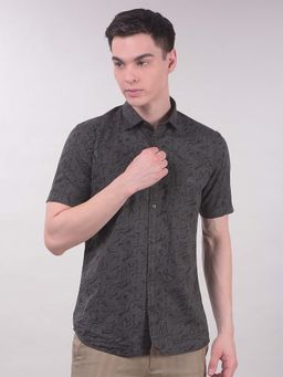 CRIMSOUNE CLUB - Green Abstract Collar Neck Shirt