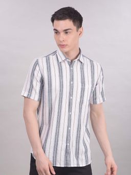 CRIMSOUNE CLUB - White Stripes Collar Neck Shirt