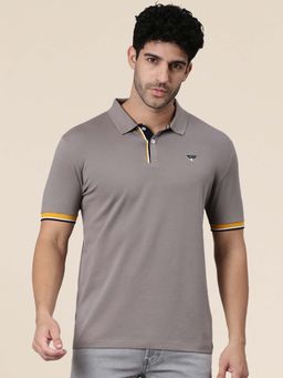 Classic Polo - Grey Solid/Plain Collar Neck Polo T-Shirt