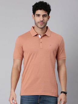 Classic Polo - Peach Solid/Plain Collar Neck Polo T-Shirt