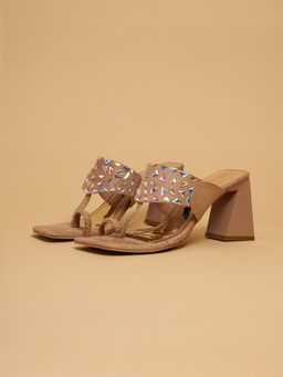 ERIDANI - Embellished Chickoo Dia Heels