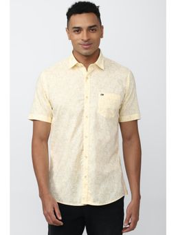 Peter England - Men Yellow Slim Fit Casual Shirt