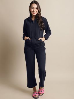 Secret Wish - Women Fleece Winter Night Suit Navy Blue (Set of 2)